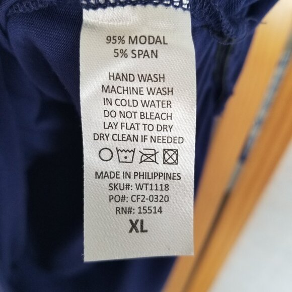 Made by Johnny Wrap Top Size XL Navy Blue Bat Wing Sleeves Side Rouching - Picture 7 of 9